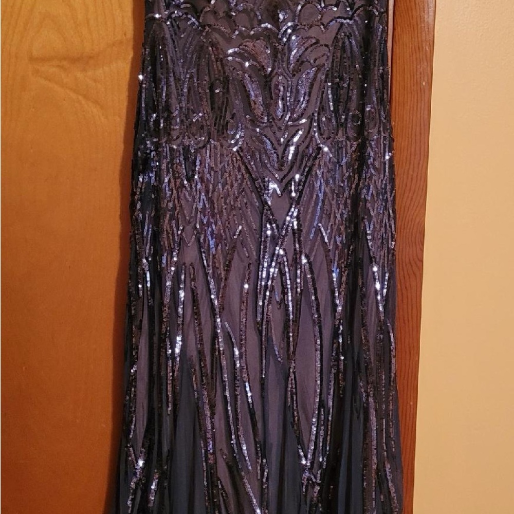Sophisticated gun metal grey Sequin Maxi Dress